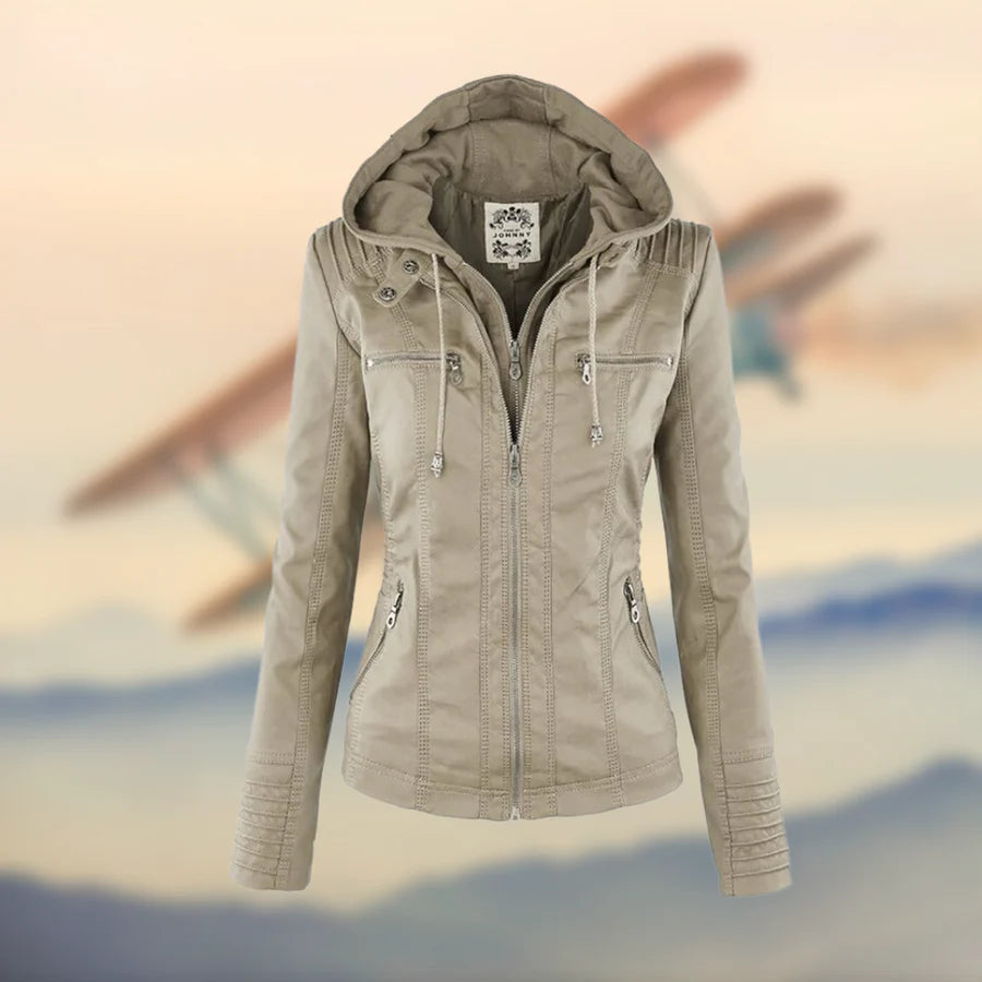 Carolina | Stylish hooded leather jacket