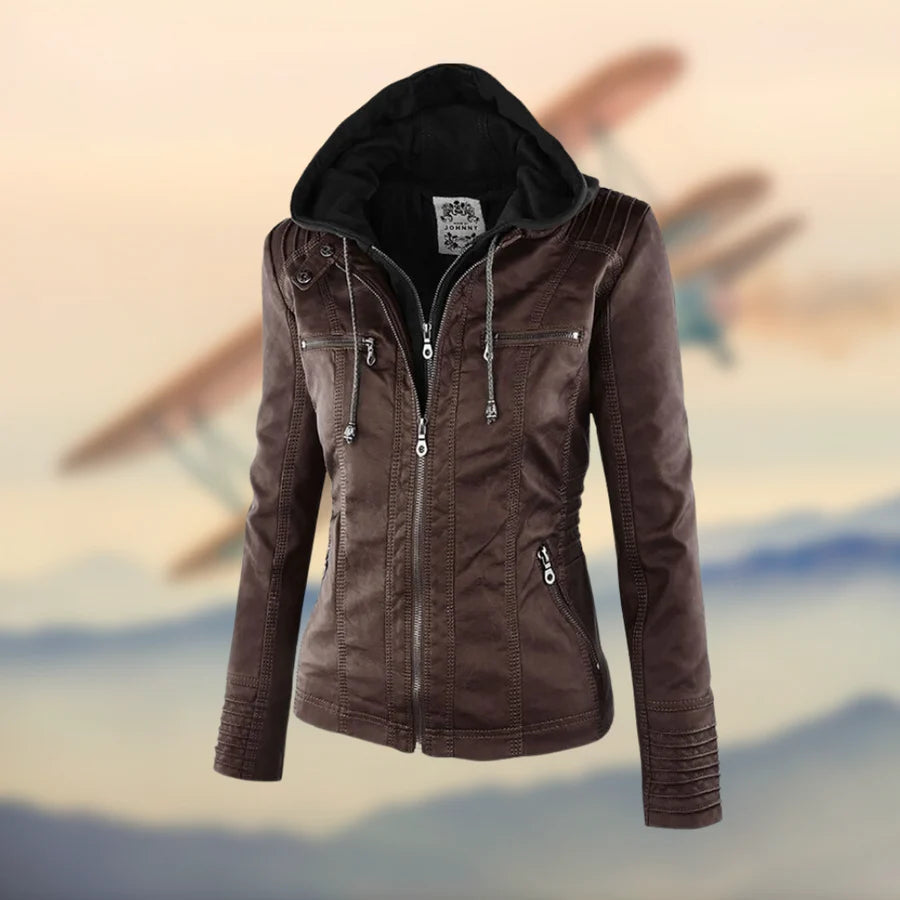 Carolina | Stylish hooded leather jacket