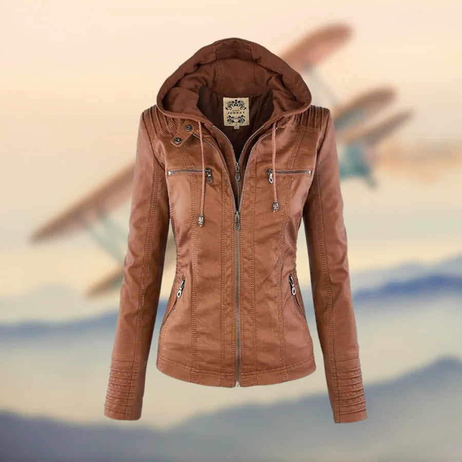 Carolina | Stylish hooded leather jacket