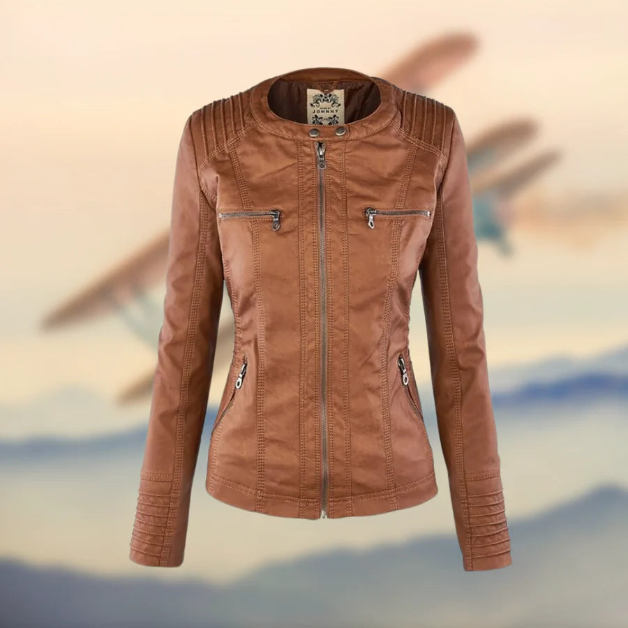 Carolina | Stylish hooded leather jacket