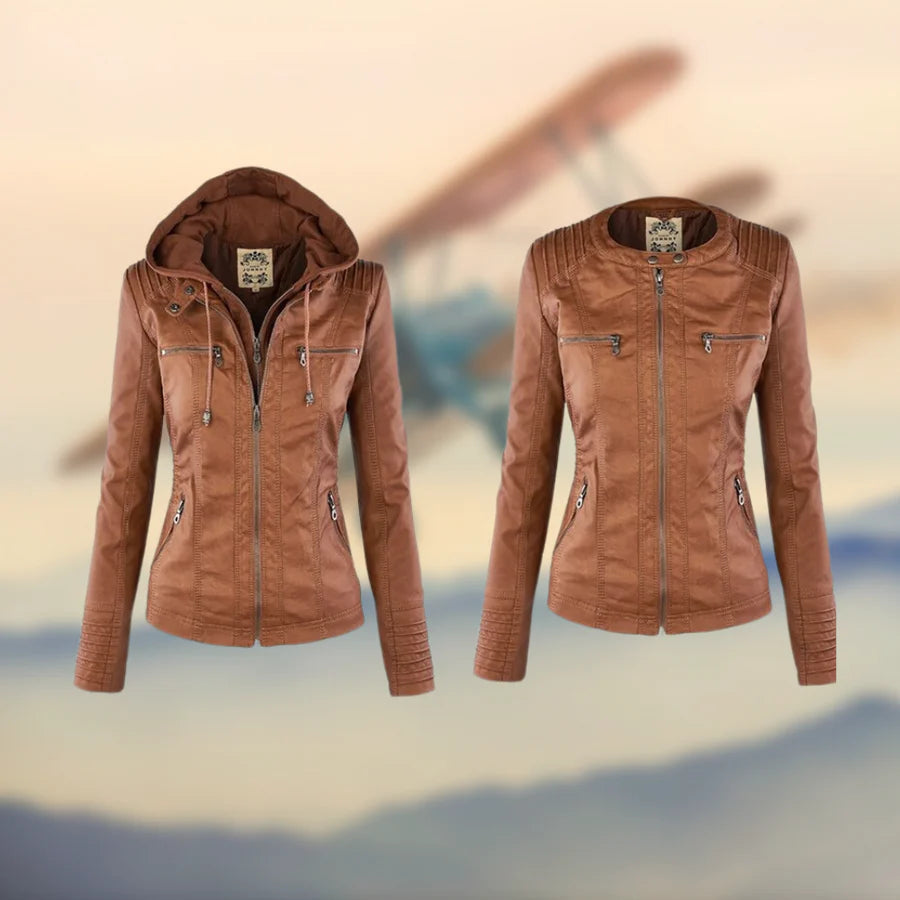 Carolina | Stylish hooded leather jacket