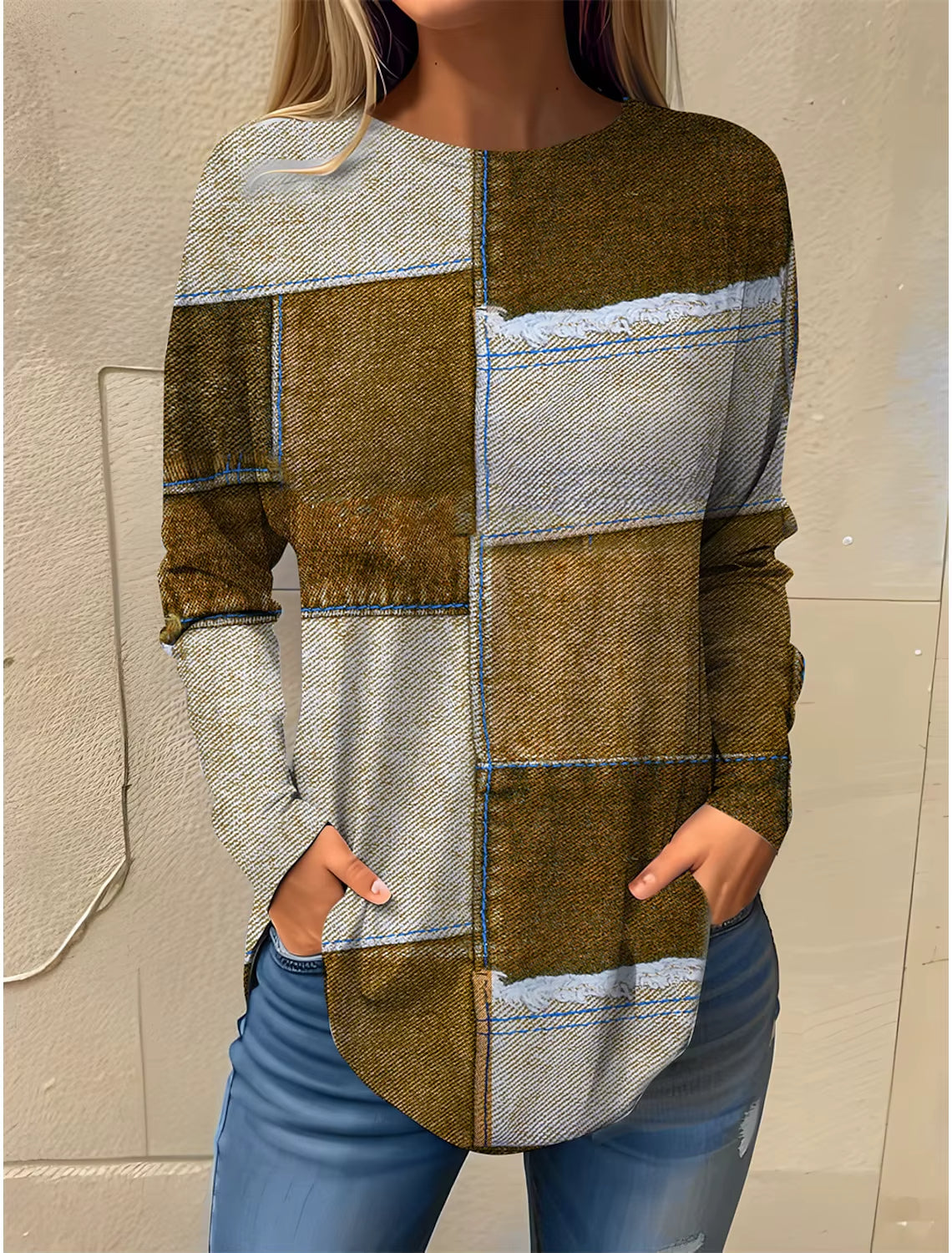 Ethla | Sweatshirt with vintage-style colour blocks