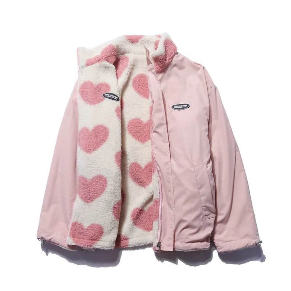 Anne™ - Reversible Heart Design Fleece Coat