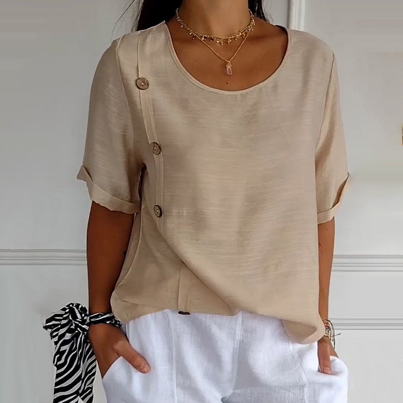 Velma | Linen Blouse with Side Buttons