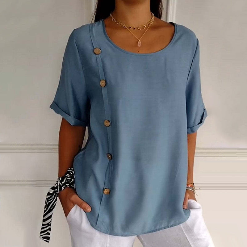 Velma | Linen Blouse with Side Buttons